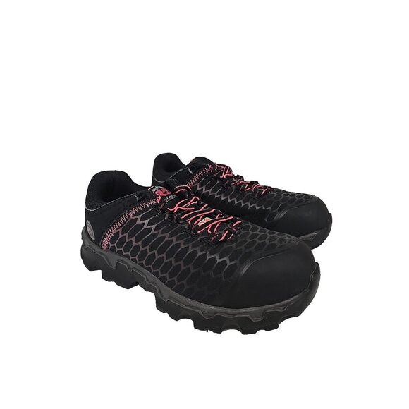 Timberland PRO Shoes - Timberland PRO Women's Powertrain Alloy-Toe Work Shoes A1RTM Black/Pink 7W